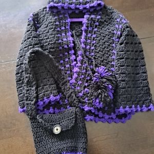 Exclusive Little Kids Knitted Poncho 3-piece Set